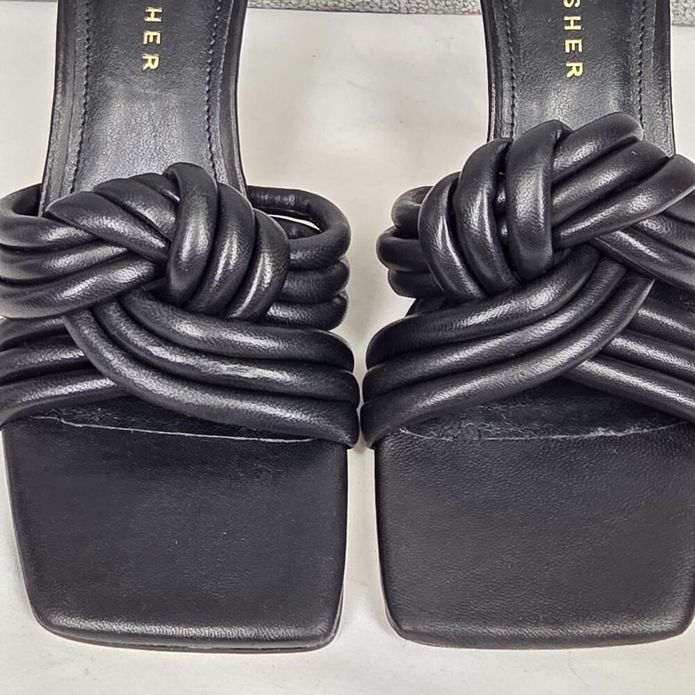 MARC FISHER LTD LEATHER KNOTTED HEELS – BLACK – SIZE 7.5M – SQUARE TOE - Picture 6 of 12